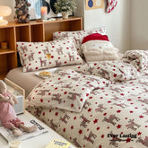 Christmas Star Reindeer Jersey Knit Bedding Set