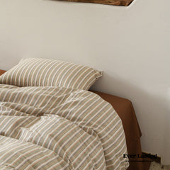 Clara Vintage Minimalist Striped Bedding Set - Brown