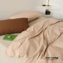 Clara Vintage Minimalist Striped Bedding Set - Pink