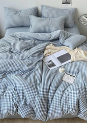 Clean Cut Bedroom Bedding Set - Gingham Blue