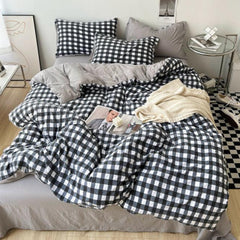 Clean Cut Bedroom Bedding Set - Gingham Black