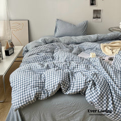 Clean Cut Bedroom Bedding Set - Gingham Blue