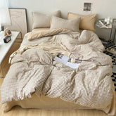 Clean Cut Bedroom Bedding Set - Gingham Brown