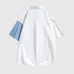 Camisa de seda color block con efecto hielo