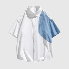 Camisa de seda color block con efecto hielo