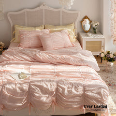 Coquette Ruffle Bedding Set with Ties - Pink