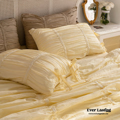 Coquette Ruffle Bedding Set with Ties - Yellow