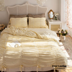 Coquette Ruffle Bedding Set with Ties - Yellow