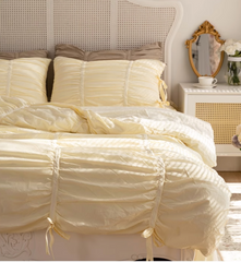 Coquette Ruffle Bedding Set with Ties - Yellow