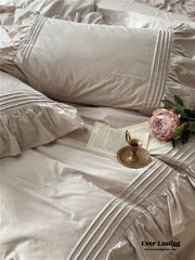 Coquette Ruffle Washed Cotton Bedding Set - Khaki