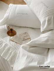 Coquette Ruffle Washed Cotton Bedding Set - White (Final Sale)