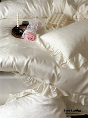 Coquette Tencel Silky Ruffle Bedding Set - White