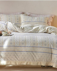 Cottage Braided Button Velvet Bedding Set - Cream