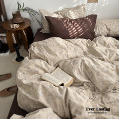 Cottage Floral Bedding Set - Beige Brown
