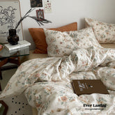 Cottage Floral Bedding Set - Orange Beige