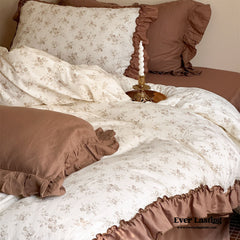 Cottage Inspired Ruffle Bedding Set - Brown