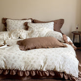 Cottage Inspired Ruffle Bedding Set - Brown