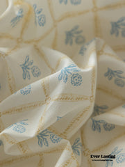 Cottage Ribbon Bow Tie Floral Bedding Set - Rose Blue