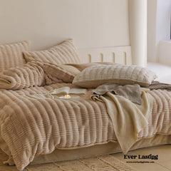 Cozy Earth Tone Milk Velvet Bedding Set - Beige Khaki