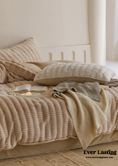 Cozy Earth Tone Milk Velvet Bedding Set - Beige Khaki