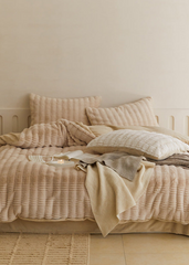 Cozy Earth Tone Milk Velvet Bedding Set - Beige Khaki