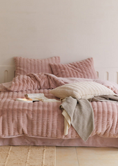 Cozy Earth Tone Milk Velvet Bedding Set - Pink