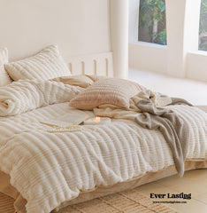 Cozy Earth Tone Milk Velvet Bedding Set - White