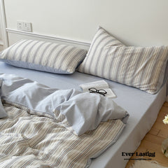 Cozy Pastel Striped Washed Cotton Bedding Set