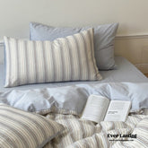 Cozy Pastel Striped Washed Cotton Pillowcases - Blue