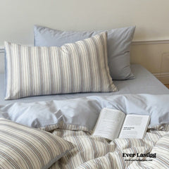 Cozy Pastel Striped Washed Cotton Pillowcases - Blue
