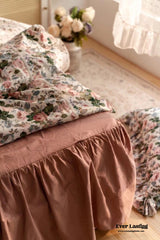 Dark Garden Floral Bedding Set - Beige Mix