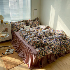 Dark Garden Floral Bedding Set - Blue Mix