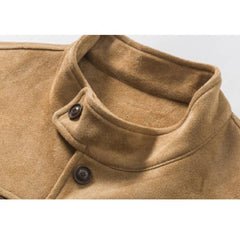 Wildleder-Rennjacke mit Schachbrett-Patchwork