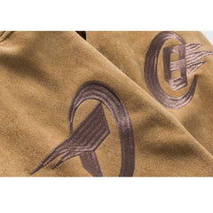 Wildleder-Rennjacke mit Schachbrett-Patchwork