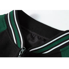 Chaqueta bordada con estampado de loto y rana