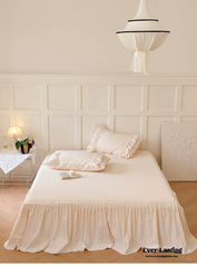 Double Lace Coquette Ruffle Bedding Set - Baby Pink