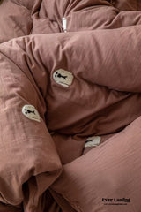 Double Layered Embroidered Bedding Set - Chocolate Dog