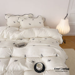 Dreamy Embroidered Ruffle Bedding Set - Ribbon