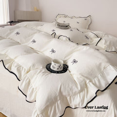 Dreamy Embroidered Ruffle Bedding Set - Ribbon