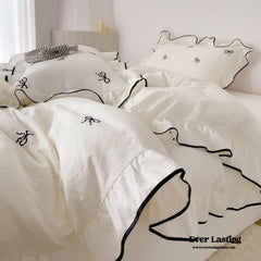 Dreamy Embroidered Ruffle Bedding Set - Ribbon