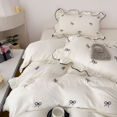 Dreamy Embroidered Ruffle Bedding Set - Ribbon