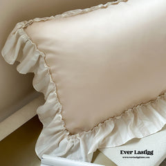Dreamy Silky Ruffle Tencel Bedding Set - Beige