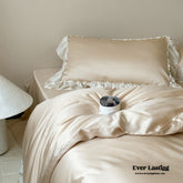 Dreamy Silky Ruffle Tencel Bedding Set - Beige