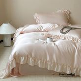 Dreamy Silky Ruffle Tencel Bedding Set - Pink