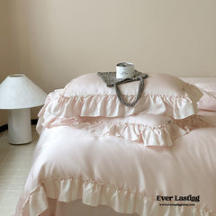 Dreamy Silky Ruffle Tencel Bedding Set - Pink