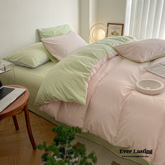 Juego de cama Duo - Rosa + Verde