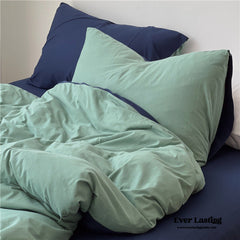 DUO Jersey Knit Bedding Set - Green Blue + Royal Blue