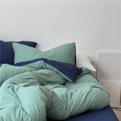 DUO Jersey Knit Bedding Set - Green Blue + Royal Blue
