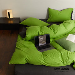 DUO Maximalist Jersey Knit Bedding Set - Green Apple + Gray