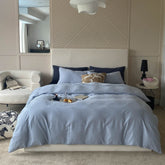 DUO Minimal Double Layer Washed Cotton Bedding Set - Blue